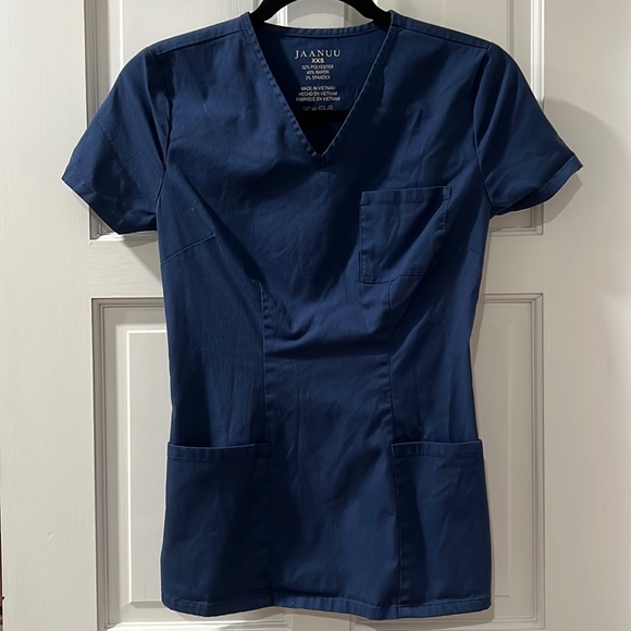 Navy blue JAANUU scrubs top XXS - Picture 1 of 5